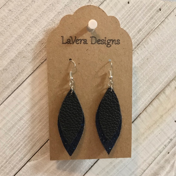 Genuine and Faux Leather Earrings - Picture 1 of 2